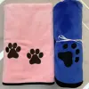 Extra-large soft and comfortable pet towel, cat and dog bathing and beauty bath towel, 50*100cm embroidered dog paw towel details Picture